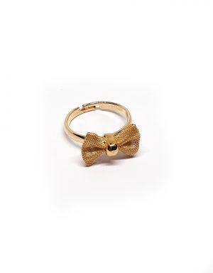 טבעת בציפוי זהב בעיצוב פפיון דמוי בד
