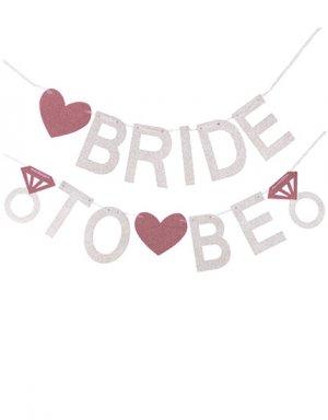 שרשרת Bride to be בצבעי כסף וגולד רוז עם אפקט גליטר