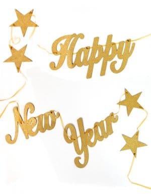 שרשרת | HAPPY NEW YEAR | זהב גליטר