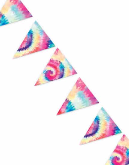 גרלנדת דגלים בעיצוב טאי די לארגון יום הולדת TYE DYE
