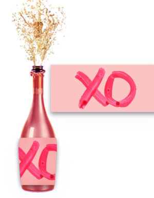זוג מדבקות לחג האהבה לבקבוקי שמפניה | דגם XO